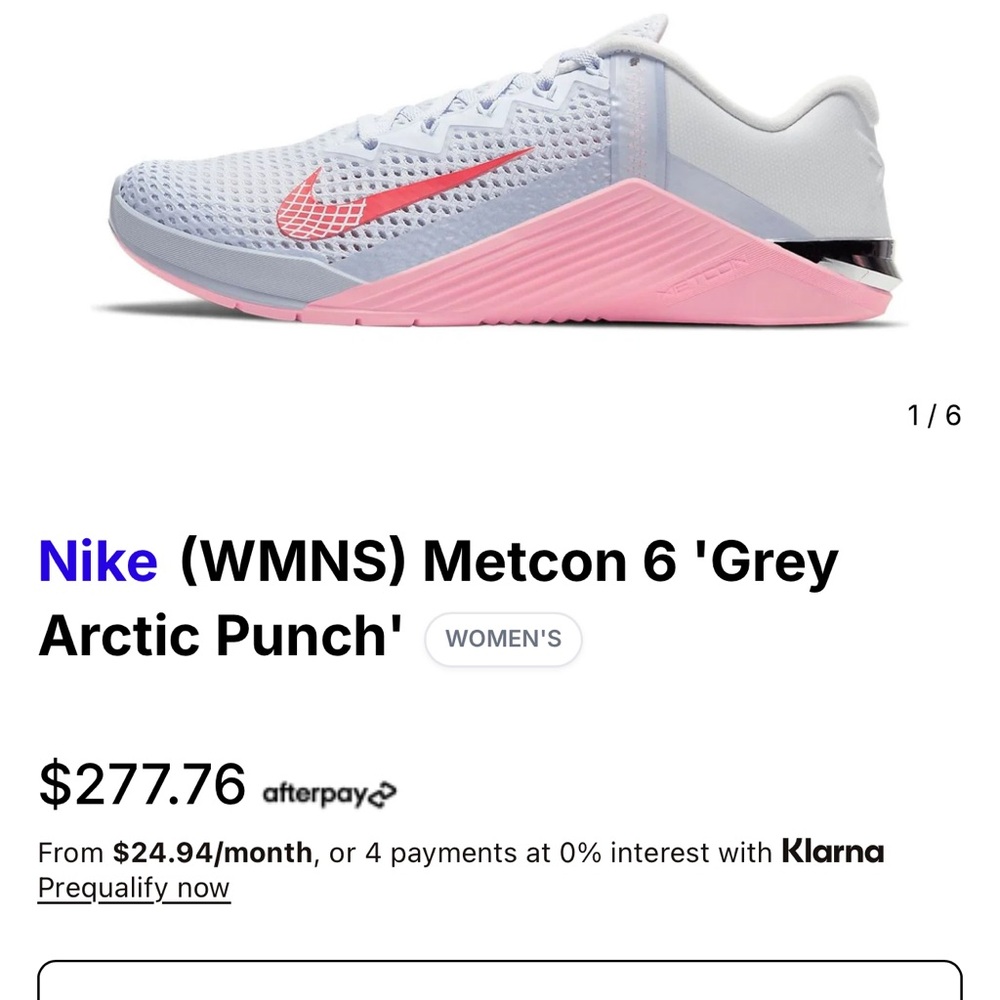 Nike Metcon 6 Women's Shoes - Grey Artic Punch